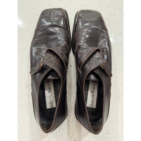 Paolo De Marco Crocodile Dark Brown Dress Shoes Single Strap Men’s Size 16 M